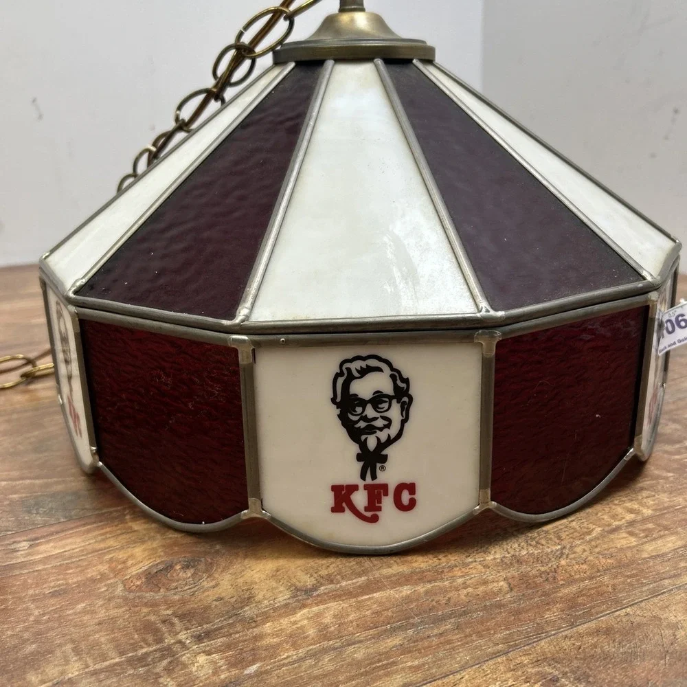 Vtg KFC Stained Glass Dining Table Hanging Lamp 13